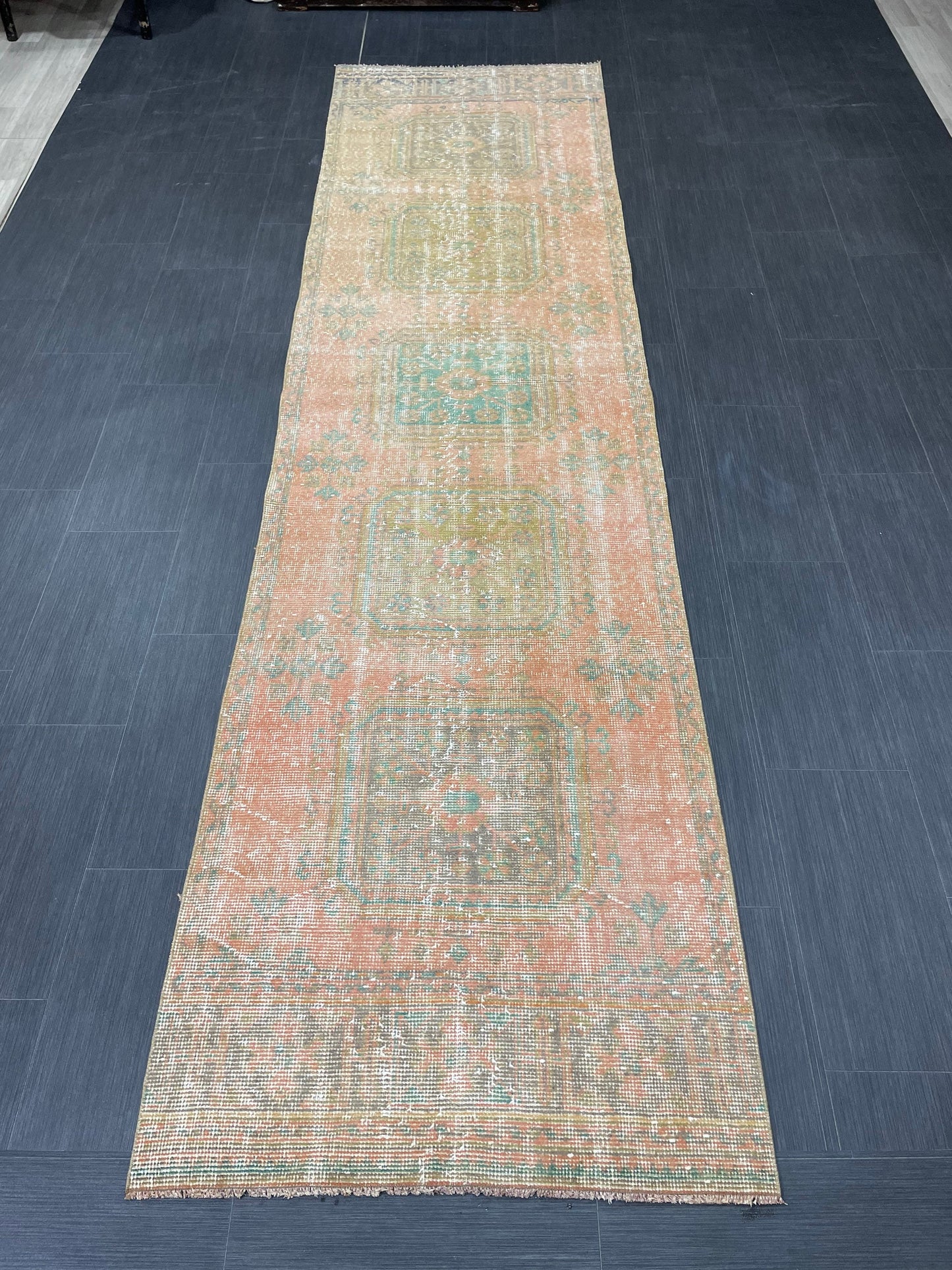 Turkish Runner Rug 3 x 11.4 Distressed Handmade Runner Rug Vintage Runner Rug Vintage Runner Rug Hallway Runner Rug Wool Kitchen Runner