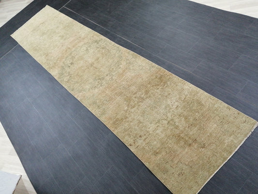 Muted Oushak Runner 13 x 2.9 Turkish Runner Rug Muted Vintage Runner Rug Hallway Runner Rug Kitchen Runner  Wool Runner Rug Wool Oushak Rug