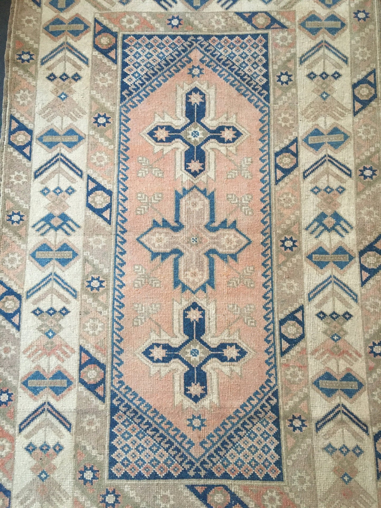 3.7x6.2 ft muted anatolian bedroom rug, vintage kitchen green floor rug, handmade wool blue turkish living room area rug, bathroom wide rug