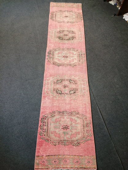 10.9 X 2.4  Vintage Runner Rug Oushak Runner Rug Turkish Runner Rug Hallway Runner Rug Kitchen Runner Rug Wool Runner Rug Runner