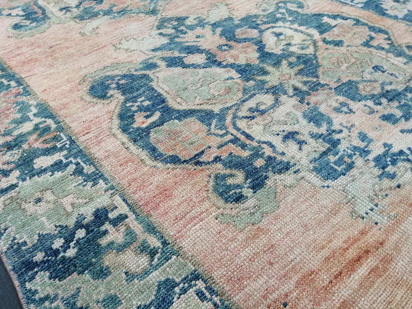 Oushak Runner Rug 11.6 x 4 Turkish Runner Rug Vintage Runner Rug Blush Hallway Runner Rug Kitchen Runner Rug Wool Runner Rug Wool Oushak Rug