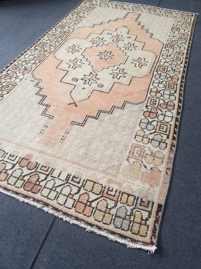 Pastel turkish rug, vintage area rug, oushak rug, wool rug,  handmade rug 6'6*3'6 feet