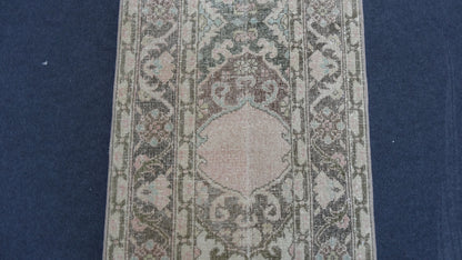 Hallway runner rug,muted vintage rug, turkish runner rug 2'2x13'2 feet