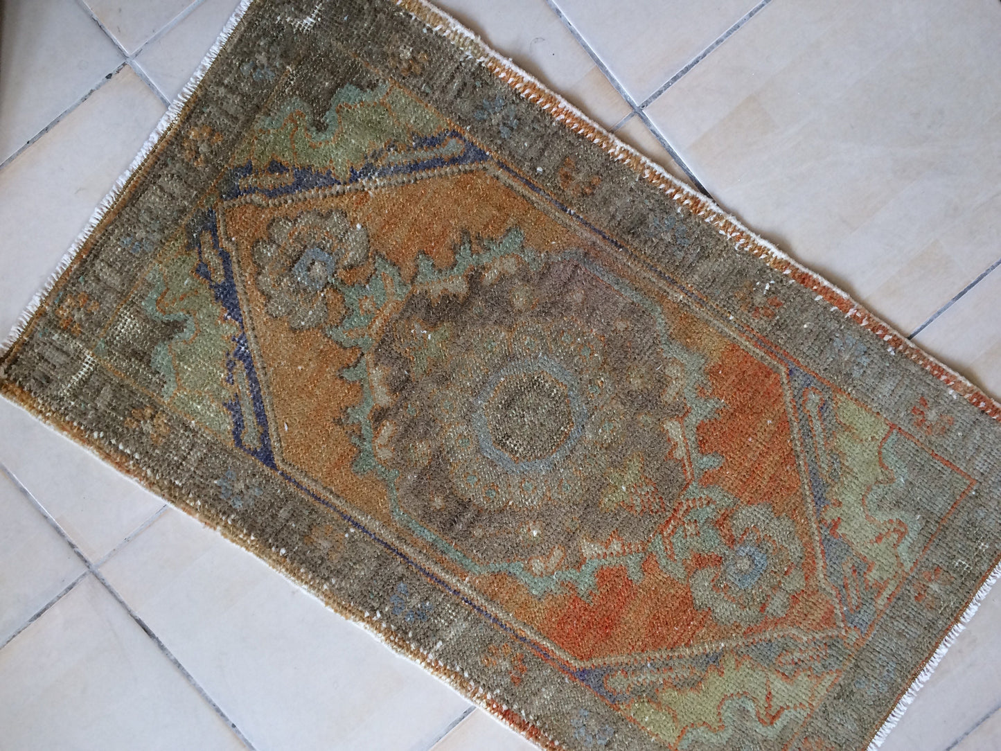 Mini Rug Small Area Rug Turkish Rug Oushak Rug Hand Made Rug Vintage Rug