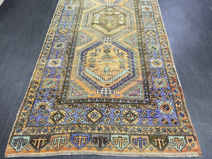 WOOL Oushak Runner Rug Turkish 4.4 x 12.4 Runner Vintage Runner Rug Hallway Runner Rug Kitchen Runner Rug Wool Runner Rug Wool Hand Knotted