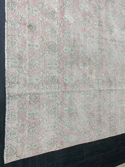 Large Muted Oushak Rug 7.2 x 12 Distressed Rug Vintage Turkish Rug Hand Knotted Rug Vintage Handmade Persian Rug