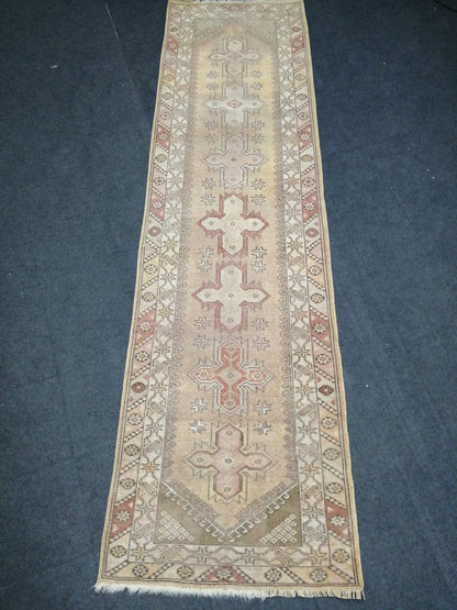 3x10 Muted Oushak Runner Rug Turkish Runner Rug Vintage Runner Rug Hallway Runner Rug Kitchen Runner Rug Wool Runner 2.10 x 10 Rug