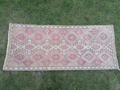 Turkish runner rug, vintage wool rug 2'9x6'5 vintage oushak runner rug unique hand made rug kitchen rug bohemian rug