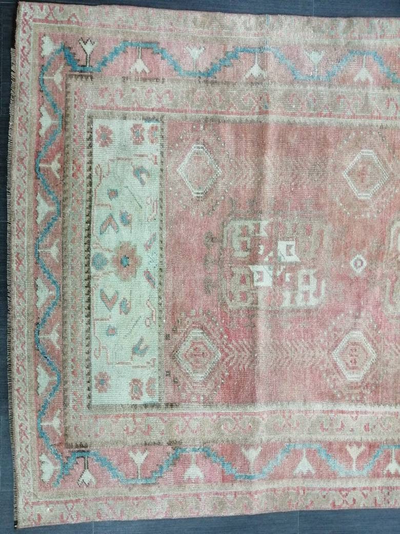 TURKISH Rug Vintage Rug 3.9 x 8.2 Vintage Rug Wool Oushak Rug Hand Made Rug 4x8 Oriental Rug Turkish Rug