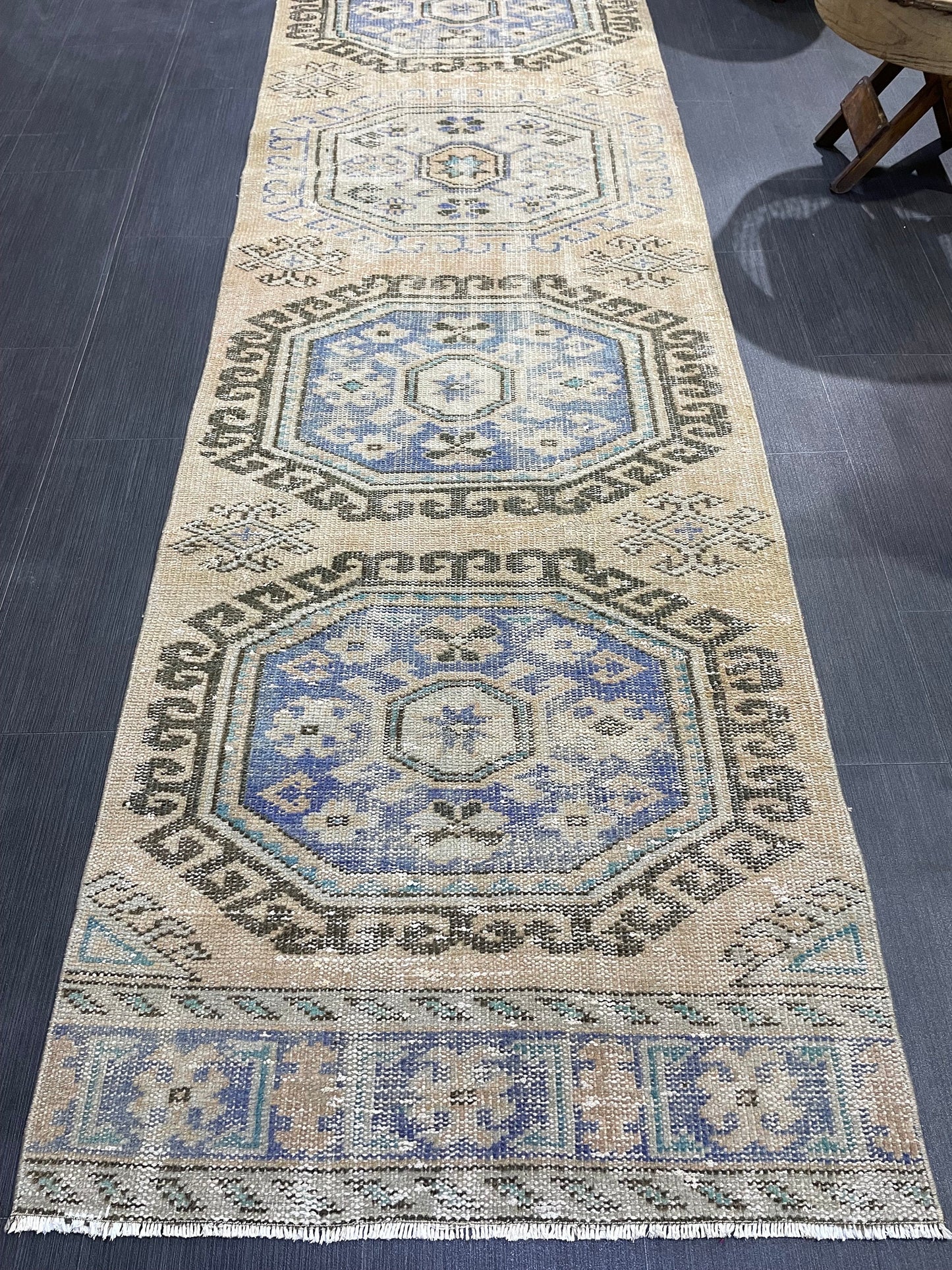 Distressed Antique Runner Rug 2.9 x 11.4 Turkish Runner Rug Vintage Runner Rug Old Hallway Runner Rug Kitchen Runner Rug Wool Runner Rug