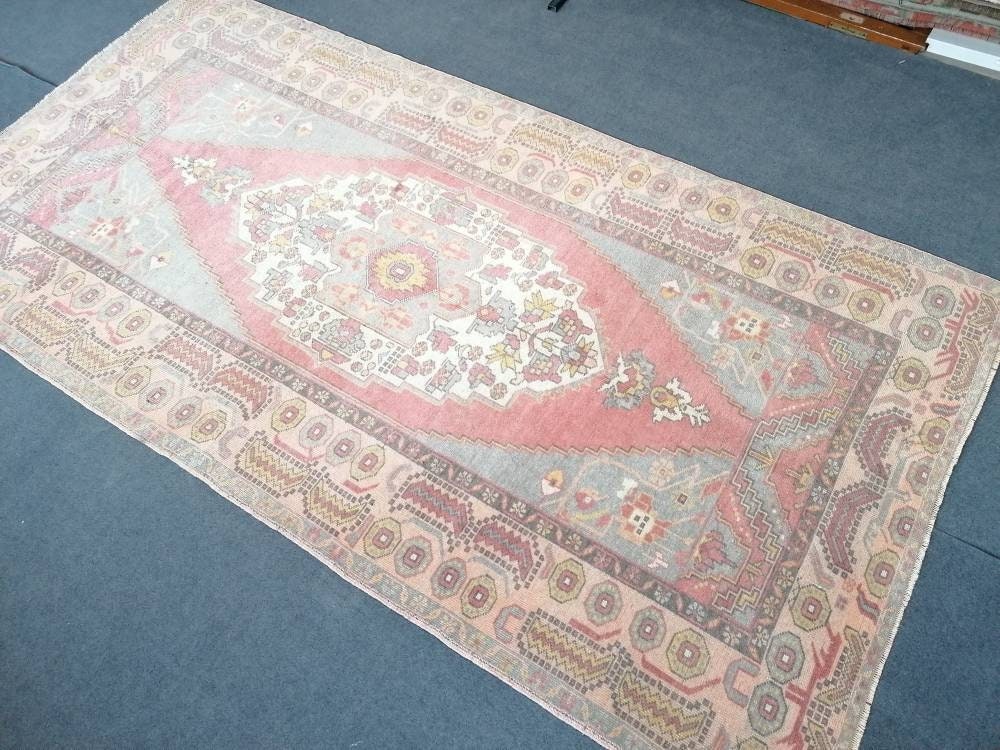 Pastel vintage wool rug oushak hand made rug 4'7x9 bohemian rug,area rug