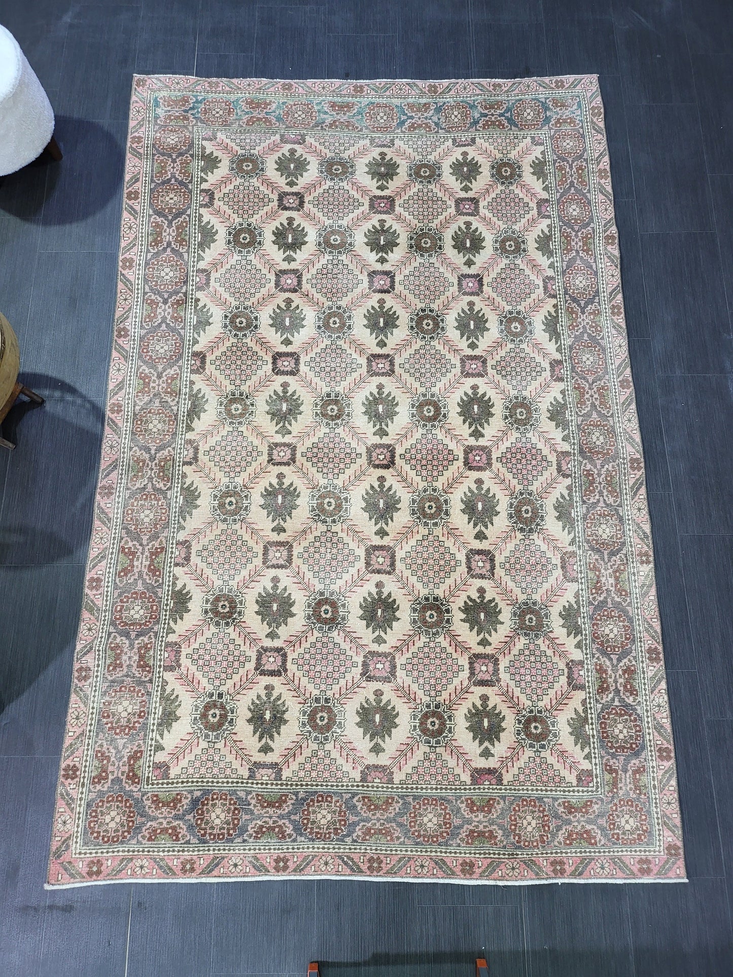 Antique Fine Knotted Rug, 5.3 x 8.2 Vintage Rug, Turkish Wool Rug, Oushak Rug Fine Rug, Hand Knotted Rug, Persian Rug, Handmade Rug