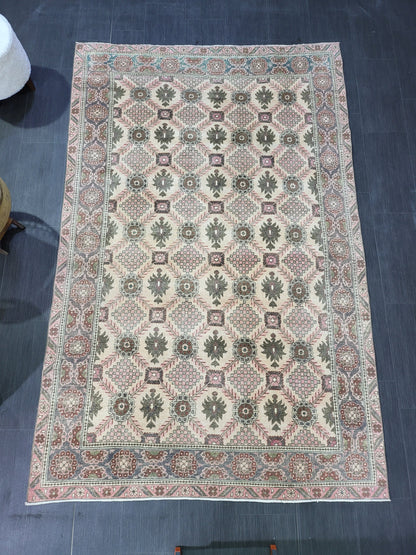 Antique Fine Knotted Rug, 5.3 x 8.2 Vintage Rug, Turkish Wool Rug, Oushak Rug Fine Rug, Hand Knotted Rug, Persian Rug, Handmade Rug