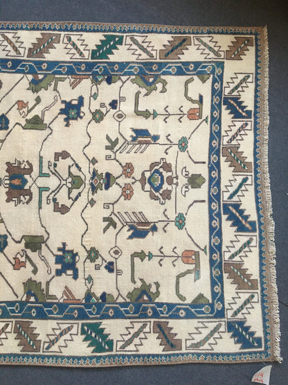 4x6 feet handmade blue living room floor rug, turkish muted bedroom rug, oushak bathroom area rug, vintage laundry rug, entryway wide rugs