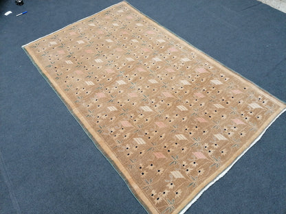 Hand made wool bohemian rug 7'2x4'5 vintage rug