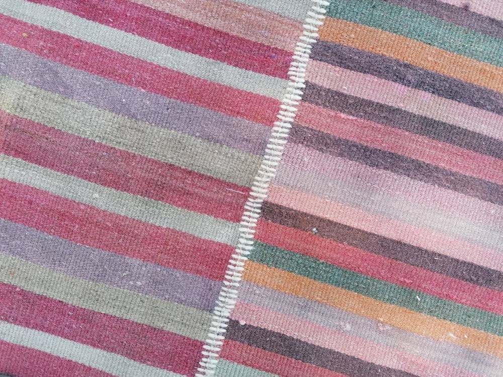 Flatwoven with embroidery rug 7x9 turkish hand made rugs vintage turkish rugs oushak rug vintage oushak rug, wool rug