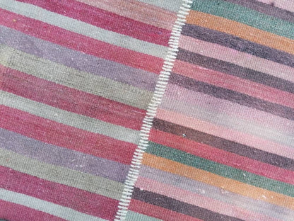 Flatwoven with embroidery rug 7x9 turkish hand made rugs vintage turkish rugs oushak rug vintage oushak rug, wool rug