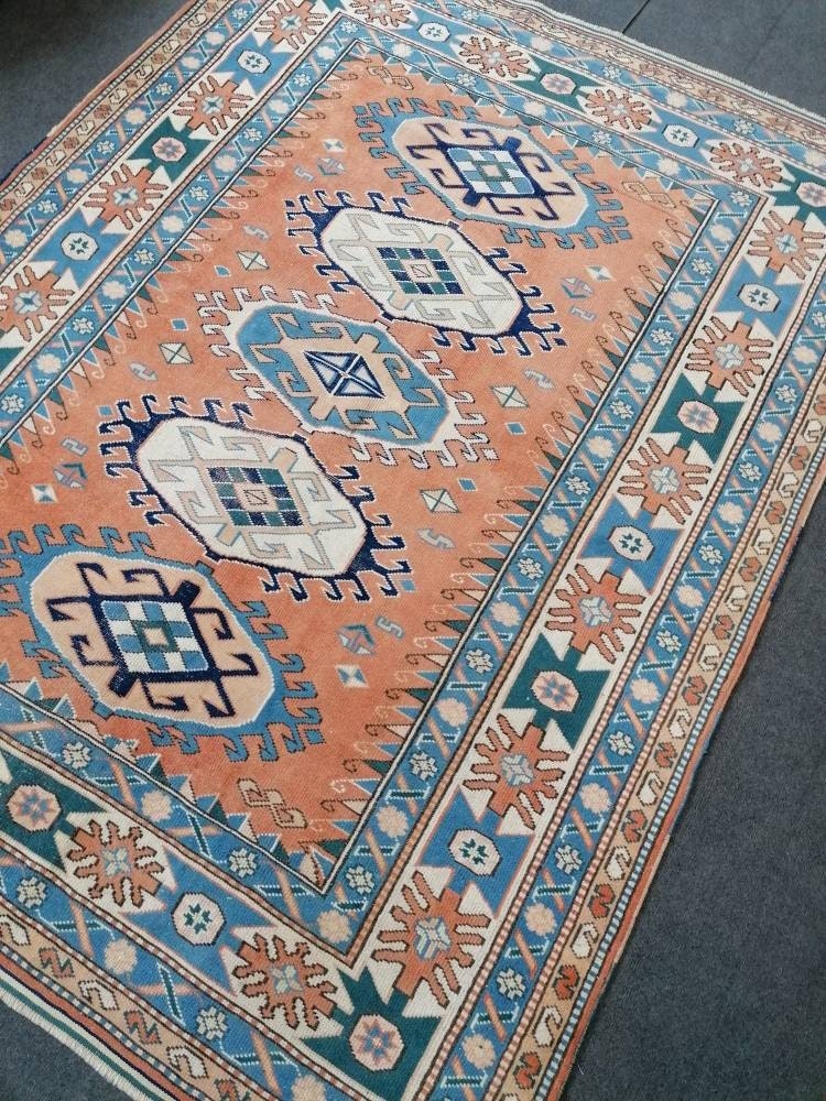 Turkish rug, vintage rug,hand made wool rug, 5'4x7 oushak vintage rug, kitchen rug bohemian rug