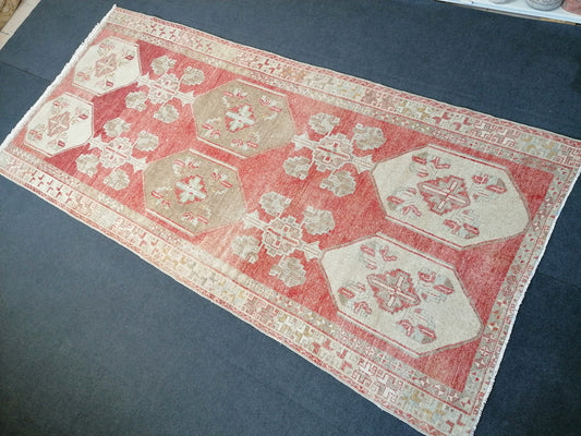 5x11 handmade floor runner rug, vintage kitchen runner rug, turkish bathroom runner rug,oushak corridor runner rug,hallway wool faded runner