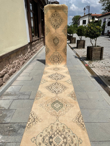 Muted XL Hand Knotted Runner TURKISH Stairs 2.8 x 24.2 Runner Rug Handmade Runner Rug XL Oriental Runner Rug Staircase Runner rug