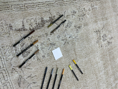 Wool Vintage Rug, Turkish 6.9 x 10 Rug, Muted Handknotted Rug, Handmade Rug, Persian Rug, Living Room Rug, Turkish Kitchen Rug