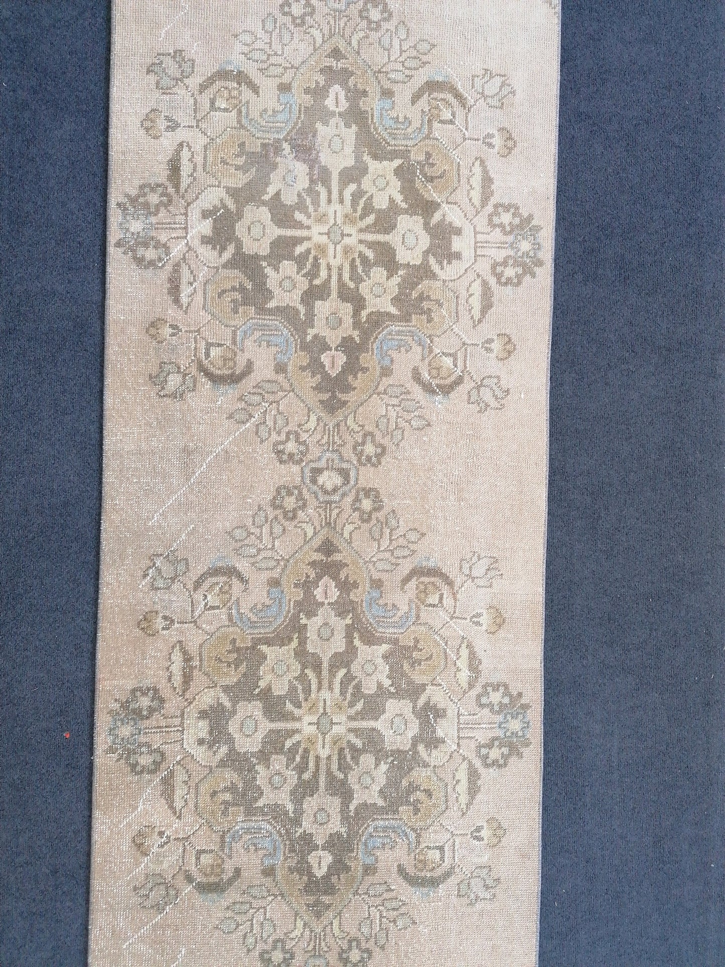 10'5x2'8 oushak runner rug , turkish runner rug, vintage turkish runner rug, oushak vintage runner rug, vintage rug, kitchen runner rug