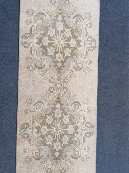 10'5x2'8 oushak runner rug , turkish runner rug, vintage turkish runner rug, oushak vintage runner rug, vintage rug, kitchen runner rug