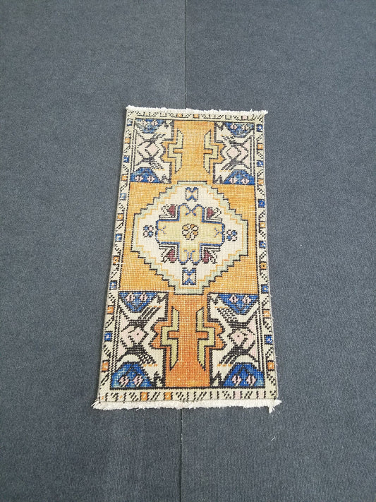 35x18 inches turkish small area rug, vintage mini kitchen rug, oushak bath mat rug, handmade bohemian small rug, small laundry rug, mini rug