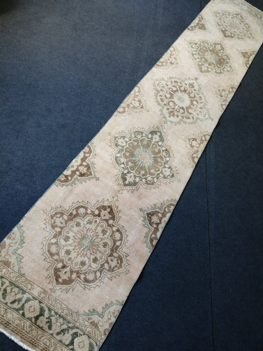 2.5 x 13 Turkish RUNNER Rug Vintage RUNNER Rug Pastel colors Runner Oushak Runner Rug Distressed Turkish Runner Rug  Muted Colors Runner Rug