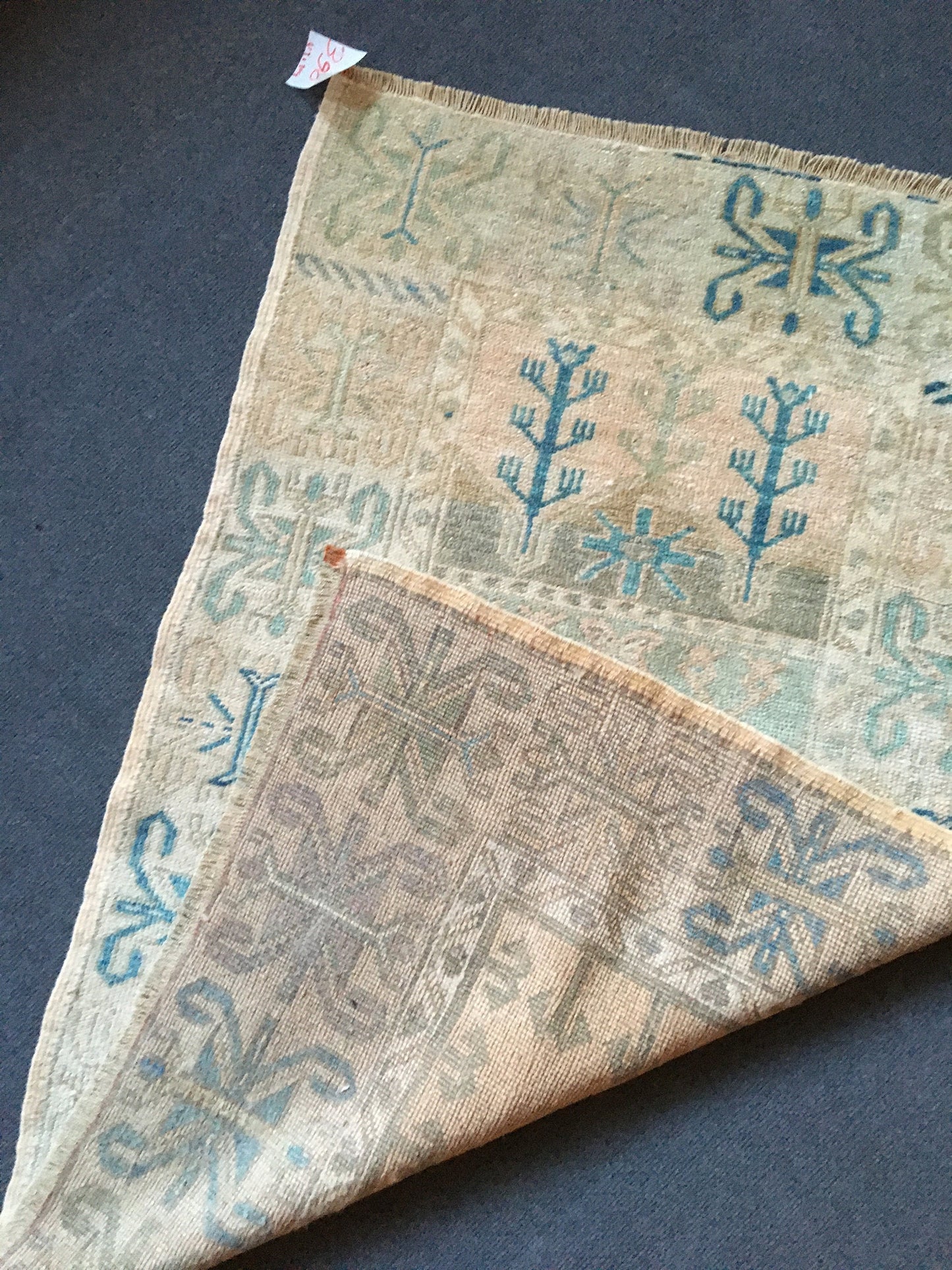 3x4 feet large turkish floor rug, handmade natural teal mini area rug, oushak bedroom rug, living room wide rug,kitchen floor wool brown rug