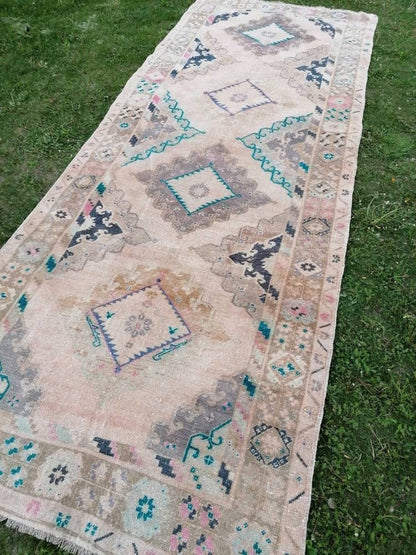 5x13 vintage runner rug, unique hand made wool runner rug, kitchen runner rug, hallway runner rug