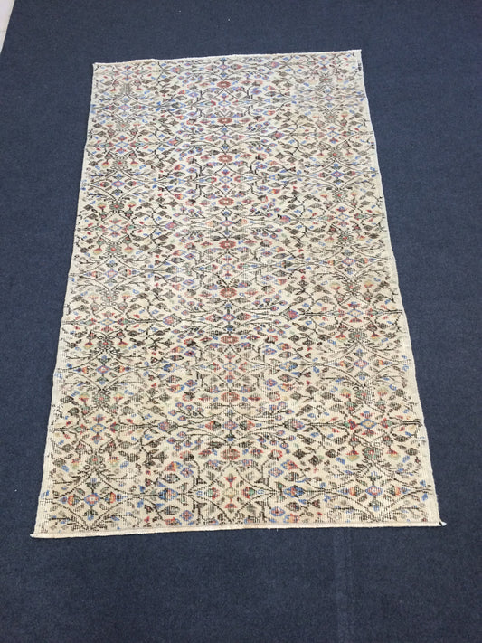 Vintage Turkish Rug Pastel colors Vintage Rug Hand Made Oushak Rug Distressed Colors ,Earth Tones Rug,Wool Pile Rug,Home Decor Rug, Bohemian