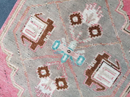 Pink runner rug 2'10x10'2 turkish vintage runner rug, hallway runner rug,kitchen runner rug