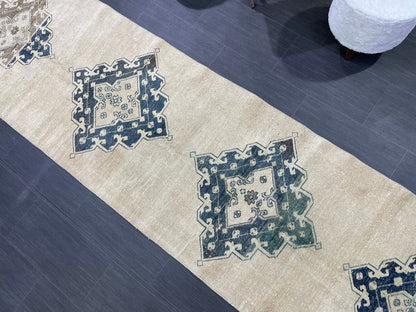 Antique Runner Rug 2.7 x 12.8 Persian Runner Rug Wool Oushak Rug Oushak Runner Rug Long Turkish Runner Rug Kitchen Runner Rug Hallway Runner