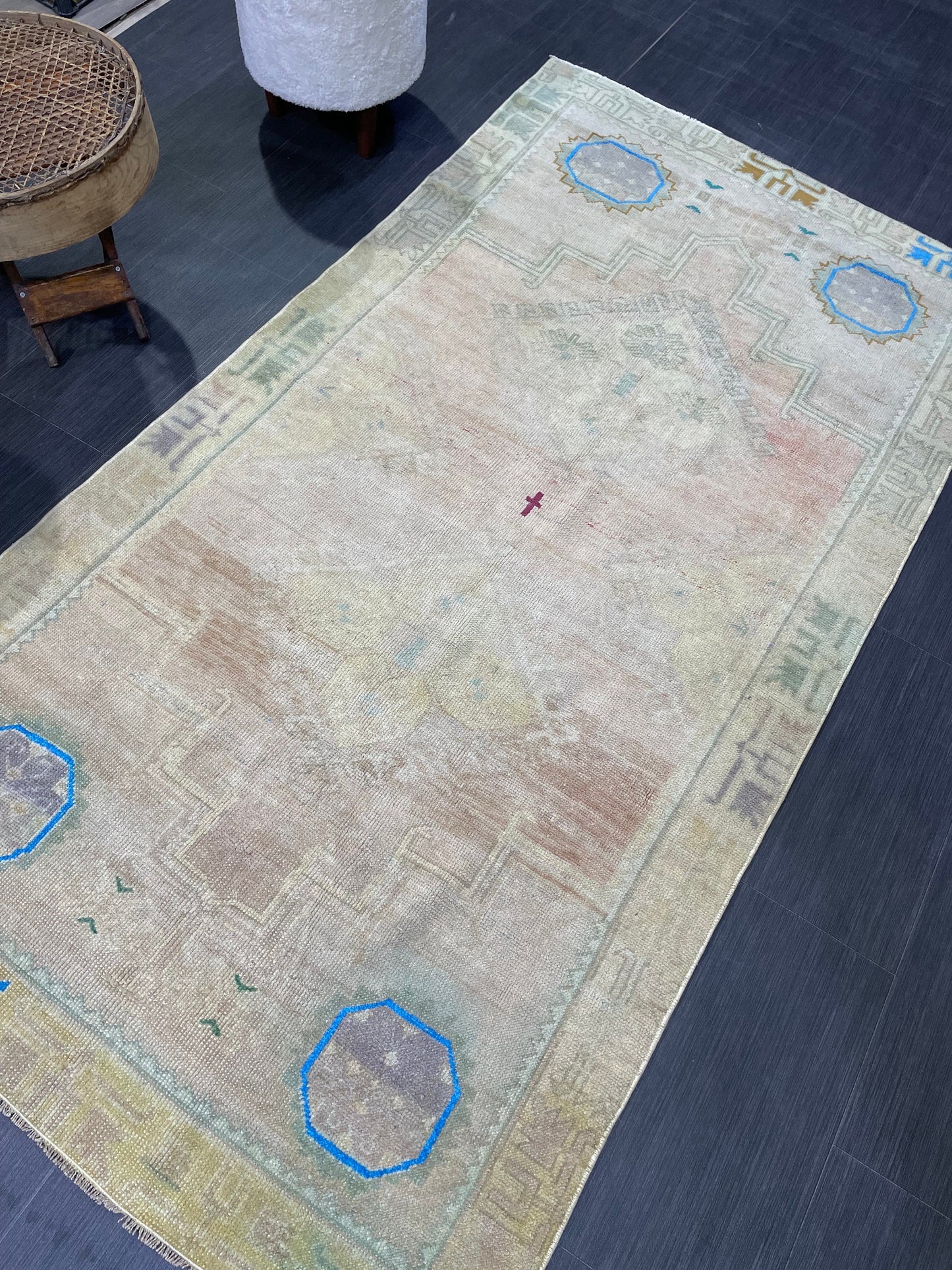 Anatolian Vintage Rug, TURKISH Rug, Vintage 3.10 x 7.3 Wool Rug, Oushak Rug, Hand Knotted Rug, 100% Wool Rug, Handmade Rug