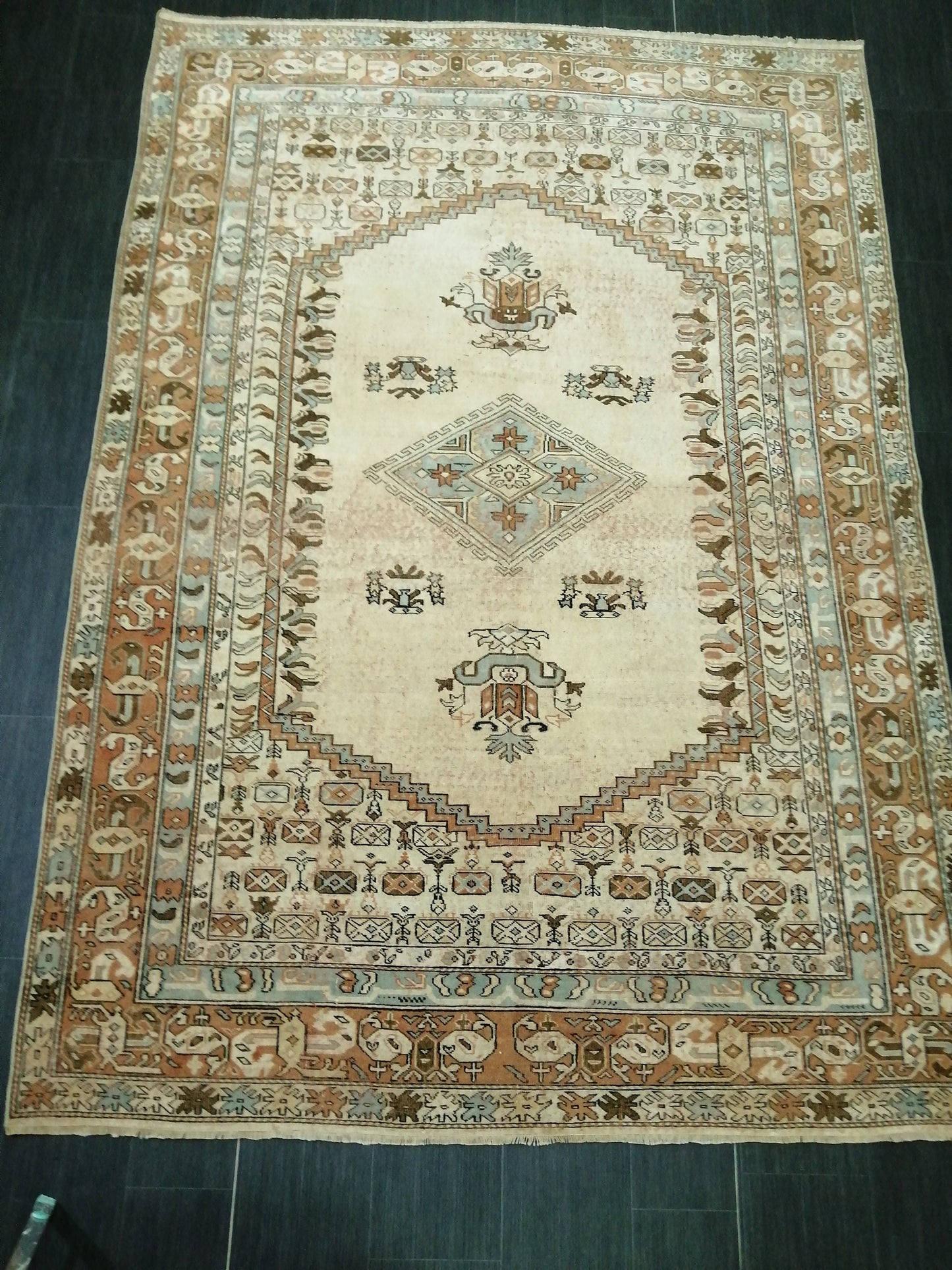 6.5 x 9.2 OUSHAK RUG TURKISH Oushak Rug Vintage Oushak Runner Rug Vintage Runner Rug Wool Oushak Rug Hand Made Rugs Vintage Turkish Rug