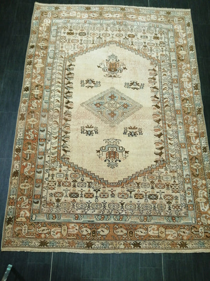 6.5 x 9.2 OUSHAK RUG TURKISH Oushak Rug Vintage Oushak Runner Rug Vintage Runner Rug Wool Oushak Rug Hand Made Rugs Vintage Turkish Rug