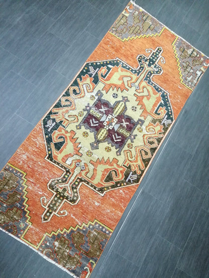 7.5 X 3 DISTRESSED Oushak Runner Rug Turkish Runner Rug Vintage Runner Rug Hallway Runner Rug Kitchen Runner Rug Wool Runner Rugl Oushak Rug