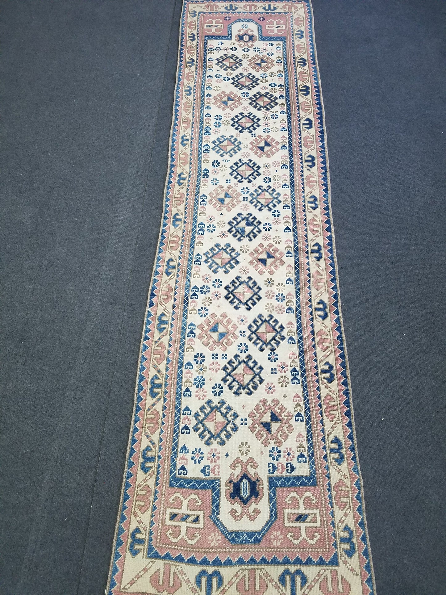 2.3 x 9 turkish runner rug - vintage runner rug, oushak  handmade rug - kitchen rug