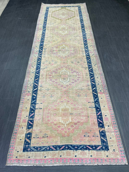 Vintage Persian Runner 3.4 x 10.6 Rug Turkish Runner Rug Handmade Runner Staircase Runner Kitchen Runner Rug Wool Runner Rug Oriental Runner