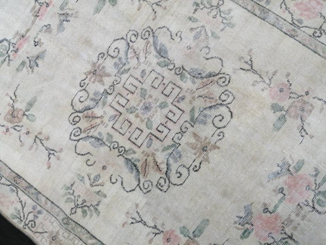 MUTED Rug, 5 x 8.6 Vintage Hand Made Rug, Oushak Rug, Faded Rustic Rug, ORIENTAL Rug, Turkish Rug, Farmhouse Rug, Vintage Persian rug