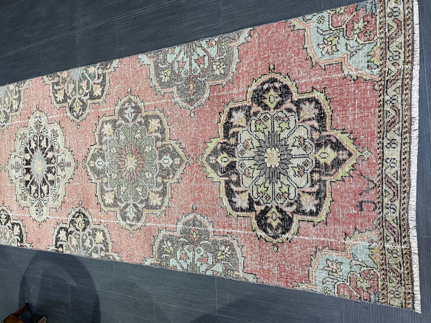 VINTAGE RUNNER Rug, Distressed Turkish 2.10 x 10.7 Runner Rug, Oushak Runner Rug, Hand woven Rug, Oriental runner Rug