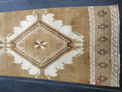 Neutral Runner Rug 2.5 x 10.7 Turkish Runner Rug Vintage Runner Rug Hallway Runner Rug Kitchen Runner Rug Neutral Wool Runner Rug