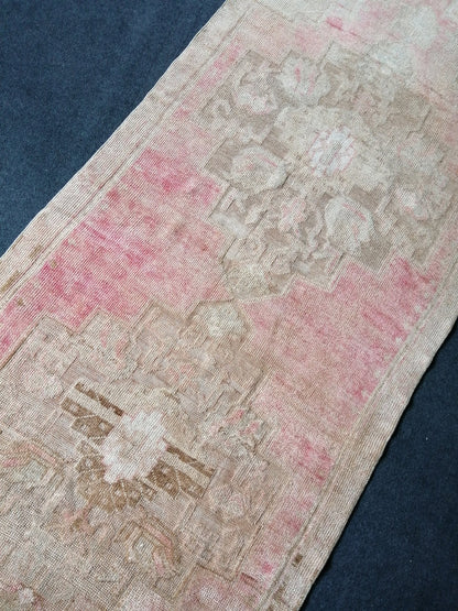 3.7 x 10 Oushak Runner Rug Turkish Runner Rug Pink Vintage Runner Rug Hallway Runner Rug Kitchen Runner Wool Runner Rug Company Wholesalerug