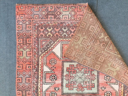 9x3'3 old vintage runner rug, anatolian runner rug, turkish vintage runner rug,hallway runner rug,kitchen runner rug