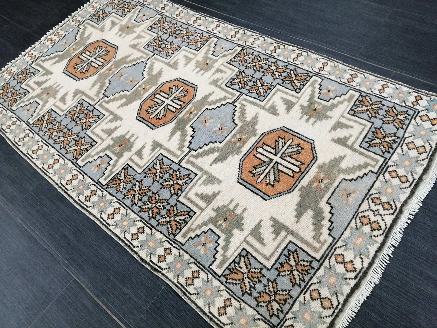 Hand Made Rugs 4.5 x 2.6 Vintage Turkish Rug OUSHAK RUG TURKISH Oushak Rug Vintage Oushak Runner Rug Small Vintage Rug