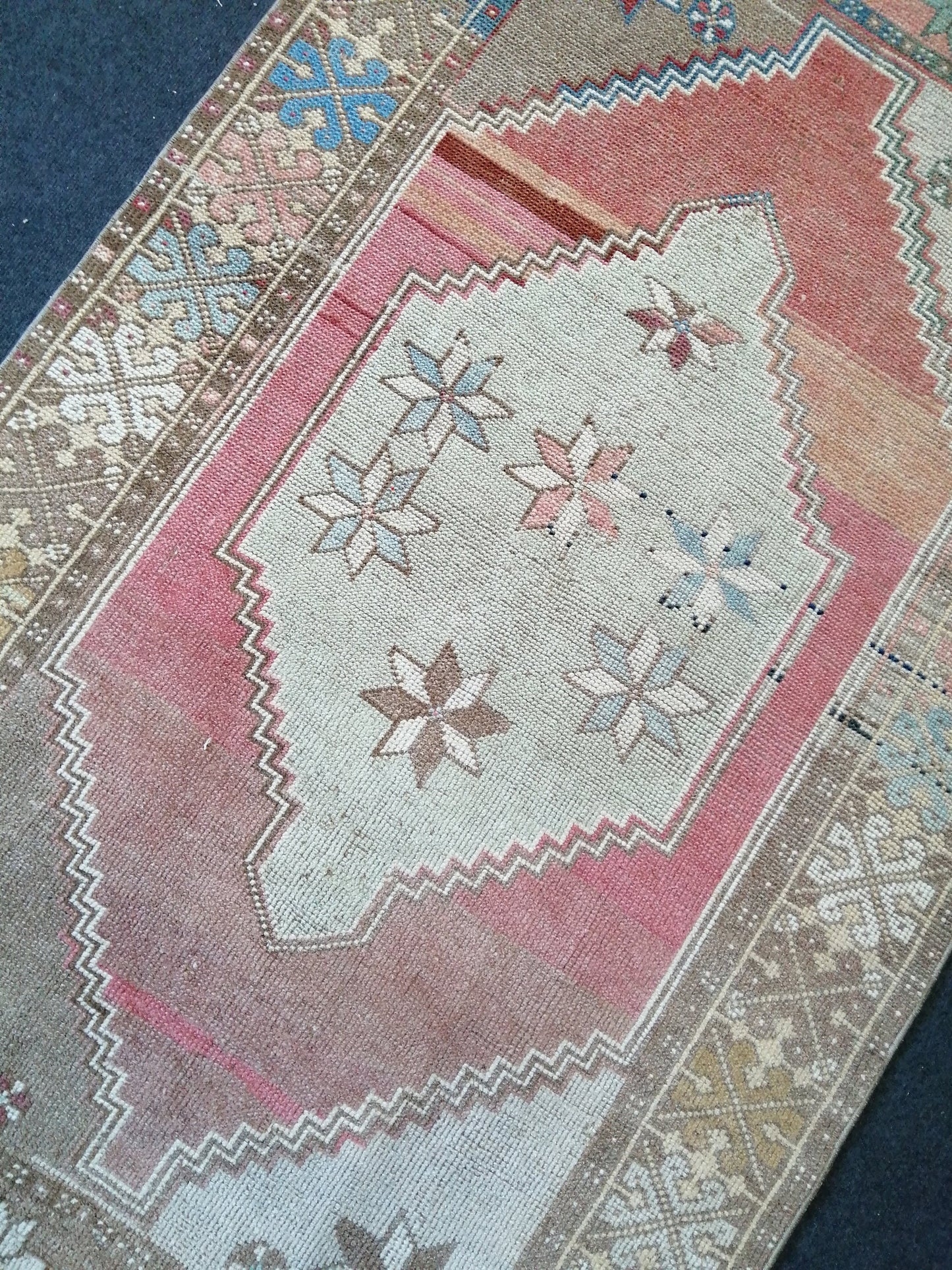 7 x 3.7 vintage Rug Oushak Rug Turkish Rug Blue Hand Made Rugs Oriental Rug Wool Rug