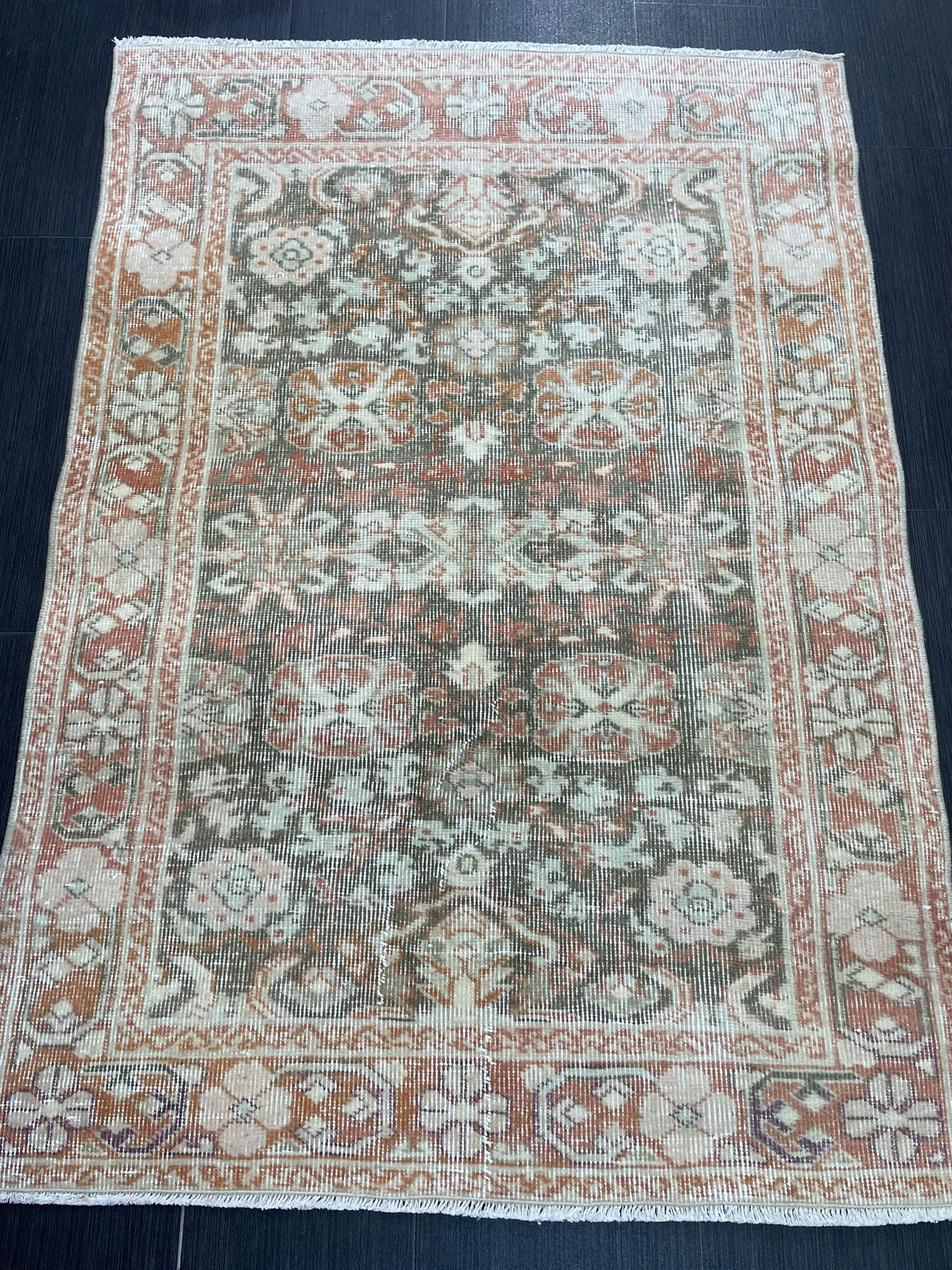 Wool Handmade 3 x 4.5 Rug, Persian Rug, Turkish Rug, Hand Knotted Wool Rug, Vintage Rug, Oushak Rug