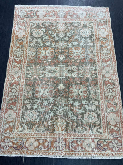 Wool Handmade 3 x 4.5 Rug, Persian Rug, Turkish Rug, Hand Knotted Wool Rug, Vintage Rug, Oushak Rug