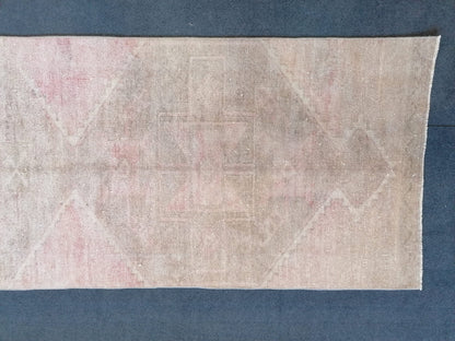 3x12 runner rug,vintage rug,knotted oushak rug,hallway handmade runner